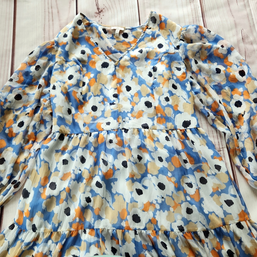 NWT Joie "Printed Maxi Dress" Floral Fields Blue Orange Tiered | Women's Size M - Picture 4 of 15